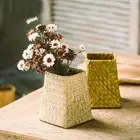 Green Flower Baskets Yellow Plant Bamboo Baskets Toy Storage Container Garden
