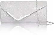 [Larcenciel] Clutch Purses for Women, Shiny Sequin Envelope Clutch Evening Bag with Chain, Fashion Sparkly Party Prom Purse