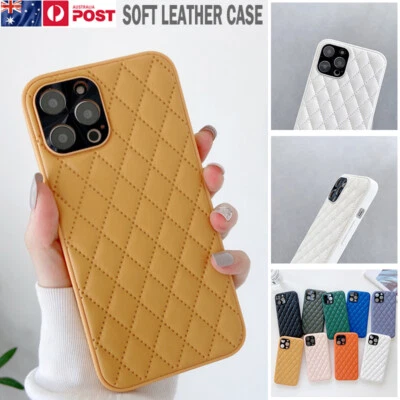 For iPhone 13 12 11 Pro Max XS XR 8 7 SE Case Luxury Leather Soft Silicone Cover