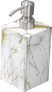 Fenteer Marble Texture Soap Dispenser Hand Soap Liquid Dispenser 500ml Salon Dispenser Lotion Dispenser Bottle for Home Kitchen, Gold Rim Texture
