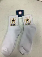 2 Pair United States Army Socks Fitness PT Size Large White Quarter Comfortable