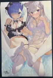 Rem & Emilia Re:Zero Anime Glossy Poster 16x11 Isekai Fantasy Waifu Doujin v1