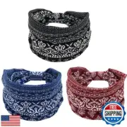 K-Elewon 3 Pack Women Wide Elastic Head Wrap Headband Sports yoga Hair Band (