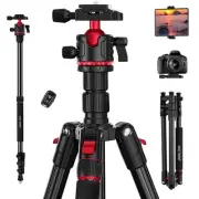 Camera Tripod, 74 inch/187cm Aluminum Travel Tripod & Monopod with 360Ball He...