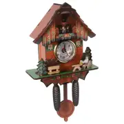 Antique Wooden Wall Clock Bird Time Bell Swing Alarm Watch Home Art3325
