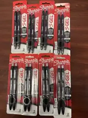 Sharpie S-Gel .7mm Medium Point Pens 16 Pack Black - Brand New - 8 Packs Of 2
