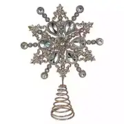 Silver Glittered Snowflake Tree Topper