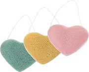 BELLIFFY 3pcs Facial Sponges Face Sponge Face Cleaning Pad Facial Supplies Professional Cleansing Sponge Facial Cleansing Pads Heart Shaped Facial Essentials Facial Sponge