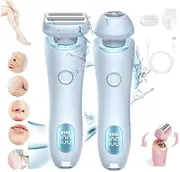 Silkglide Pro - 2024 Best Silk Glide Razor, 2 in 1 Electric Shaver Razors for Women, Silk Glide Epilator Painless Hair Removal at Home, Wet & Dry (Blue)