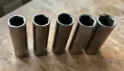 LOT OF 5 CRAFTSMAN 2 1/2" DEEP SOCKET 3/8" DRIVE MM 14 15 16 17 19 MM