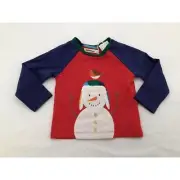 Mini Boden Rockabilly Red Snowman Christmas Festive Pullover Sweater Baby 12-18M