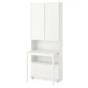 BILLY / HÖGBO bookcase with desk and drawer, white, 80x202 cm