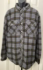 Lee Fleece Long Sleeve Shirt Size Large Snap Front Black Gray Plaid Shacket NWT