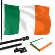 6 Feet Tangle Free Spinning Flagpole (Black) Ireland Brass Grommets