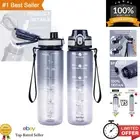 Lightweight 32 oz Water Bottle with Motivational Time Markers - Modern Style