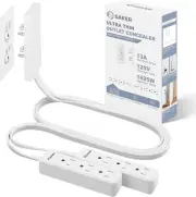 Sleek 5ft Flat Plug Power Strip with 3 Outlets - Child & Pet Safety Guaranteed
