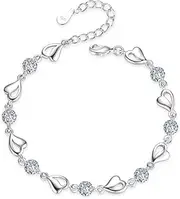 [Follsy] Ladies Love Shape Silver Plated Bracelet Three Colors Elegant and Simple Suitable for Gifts for Many Occasions