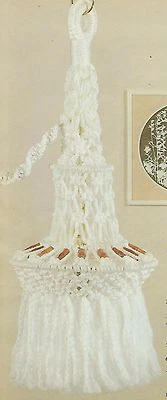 Vtg 1970's Mid-Century Macrame Hanging Chandelier Lamp Pattern Illuminating Book