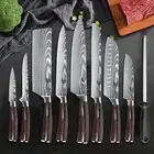 8pcs-Japanese Kitchen Knives Set Chef Knife Cleaver +Storage Bag Sharpening Rod