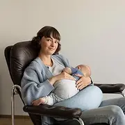 bbhugme Adjustable Nursing Pillow - Breastfeeding, Bottle Feeding, Baby Support - Adjustable Firmness and Fit - Washable Pillow Cover - Blue Melange