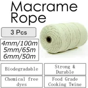1xECO-friendly Macrame Rope Natural Beige Cotton Twisted Cord Artisan Hand Craft