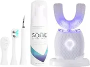 RONGCHUANG Ultrasonic Toothbrush for Adults Automatic Electric Toothbrush Portable Washable Soft Bristles 30s Automatic Timer Wireless Charging Dual-Use for Travel & Home (White, Adult)