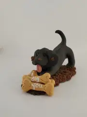 LABRADOR RETRIEVER VALENTINE I Dig You DOG Burying Bones Handmade Polymer Clay