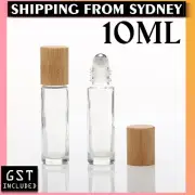 UP 50PCS 10ml Glass Roll on Bottles Roller ball Plastic Wood lids Essential Oils