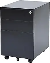 Yamazen RKD-39 (MBK) Wagon, Wheels, 3 Tiers, Keyed, Cabinet, All Lock, Side Wagon, Desk Wagon, A4 Compatible, Storage, Width 15.4 x Depth 19.7 x Height 23.6 inches (39 x 50 x 60 cm), Finished Product,
