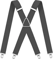 [WOXVM] Mens Suspenders Adjustable Braces with 4 Strong Metal Clips Elastic X Back Heavy Duty Suspender for Men and Women