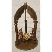 Vintage Italian Nativity Musical Lavorazione A Mano 5" Figures 16" Manger
