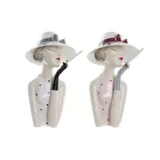 Decorative Figure Dkd Home Decor 18.5 x 15 x 31 Cm Lady Pink White 2 Units