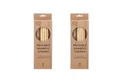 2x 4PK Eco Basics 23cm Reusable Bamboo Drinking Beverage Straw Straight Washable