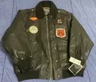 NWT Avirex Black Leather Top Gun Tomcat Flight Jacket Patches G-1 XL