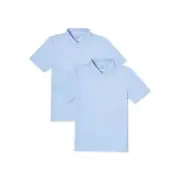 2-Pack Wonder Nation Boys Uniform Short Sleeve Polo Shirts, BLUE, LRG