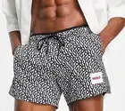 Men's HUGO BOSS White and Black Logos Swimsuit NWT