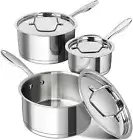 MICHELANGELO Stainless Steel Saucepan Set with Stainless Lids, Tri-Ply Bottom...