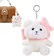 [Generic] Plush Keychain - Bow Bear Backpack Key Pendant Decoration - Cute Creative Funny Plush Bear Keychain Key-ring Bag Pendant Animal Key Chain for Boys Girls Women