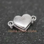 925 Sterling Silver Smooth Shiny Heart Clasp, Magnetic Clasp Set A5349