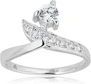 [AVORA] 925 Sterling Silver Adjustable Toe Ring with Simulated Diamond CZ