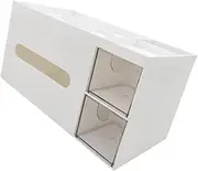 iplusmile Concise Tissue Box Napkin Case Multifunctional Desktop Organizer Creative Mobile Phone Holder Pen Storage Container White for Home Office and Shop Use