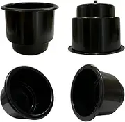 Boat Cup Holders for Drinks,Black 4pcs Recessed Drop in Plastic Cup Drink Can Holder with Drain for Boat Car Marine Rv (4)