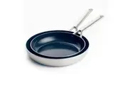 2pc Blue Diamond 3-Ply Stainless Steel Durable Non-Stick Frying Pan Set