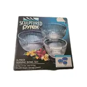 Vintage Pyrex Sculptured Ovenware 3 Piece Mixing Bowl Set in Original Box