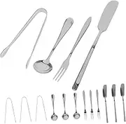 OKUMEYR Cheese Utensils Set Cheese Knife Spreader Tongs Spoons Forks Stainless Steel for Parties Home