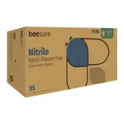 BeeSure Soft Nitrile Powder & Latex Free Exam Gloves XS Box of 100 Item # 1115