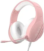 A10 Wired Headset Head-Mounted Earphone 3.5MM face Computer Gaming Stereo Road Gaming Wired Headphone with 95° Pointing Microphone Pink One Size