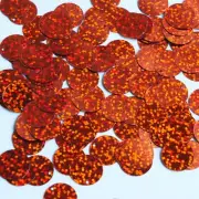 Round Flat Sequin 12mm Top Hole Dark Orange Hologram Glitter Sparkle