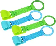 Abaodam Baby Pull up Rings, 4pcs Baby Standing Walker Crib Tool Ring Universal Baby Playpen Crib Hook Baby Toy Bed Ring Baby Stand Up Ring Walking Training Tool - Blue Green