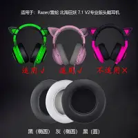 在飛比找Yahoo!奇摩拍賣優惠-雷蛇Razer北海巨妖V2耳機套海綿罩7.1萌貓耳套粉晶貓耳